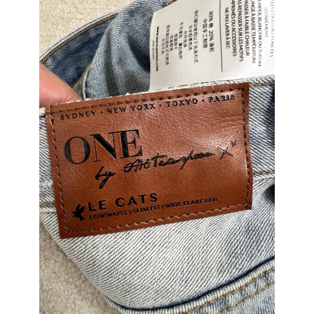 One Teaspoon Le Cats Florence Jeans Womens 27 Distressed Low Rise Flare Leg - Picture 11 of 15